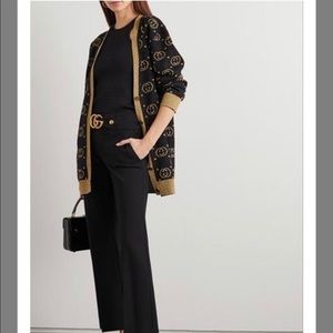 Gucci Gg Logo Intarsia Motif Wool Oversized Outwear Cardigan